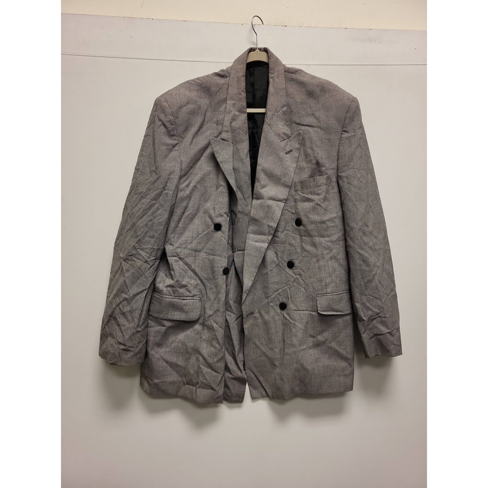 SoHo‎ Collection Blazer Mens 46L Gray Houndstooth Double Breasted Suit Jacket